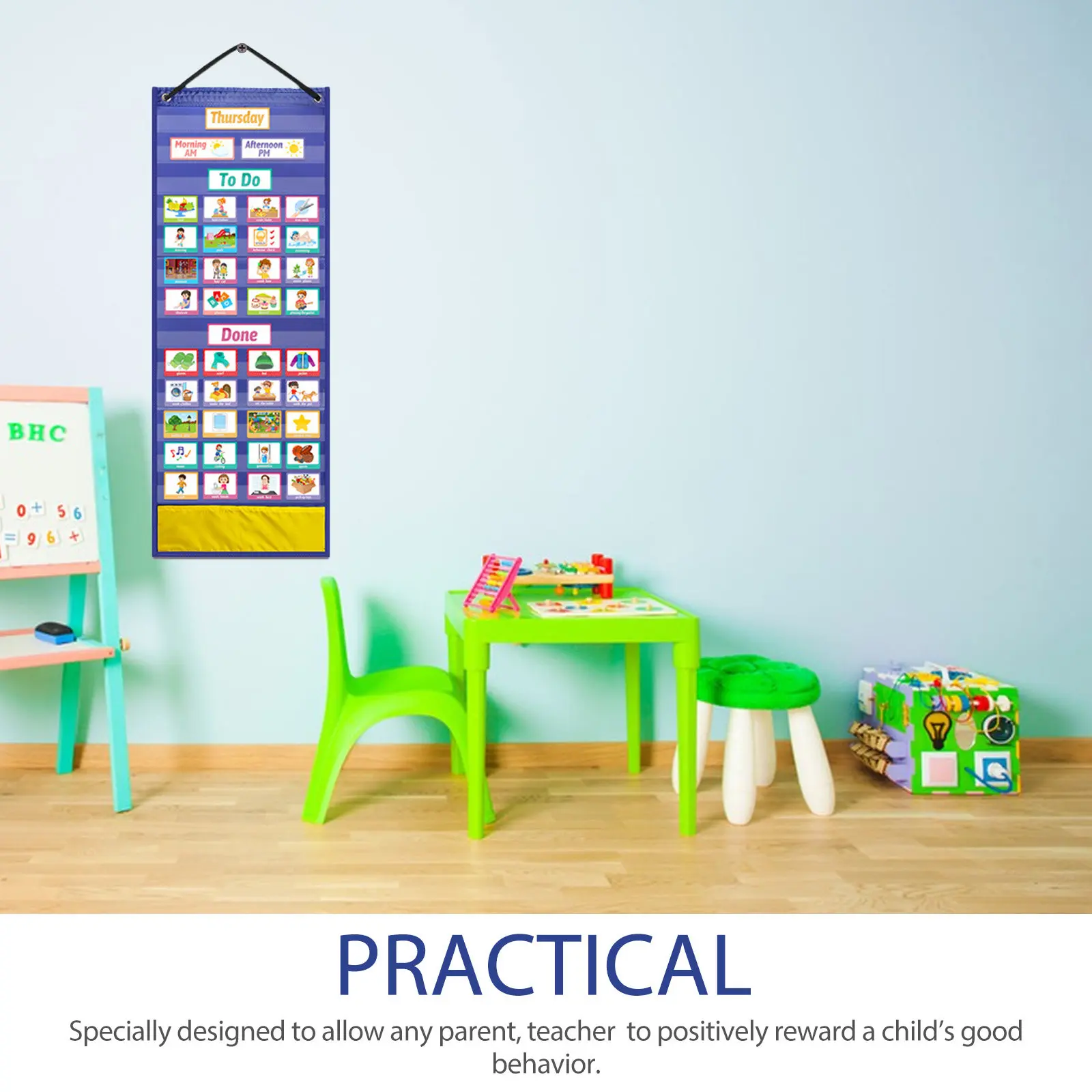 

Набор из 1 доски-планировщика для детей: визуальный график ежедневных дел, календарь поведения, доска для расписания