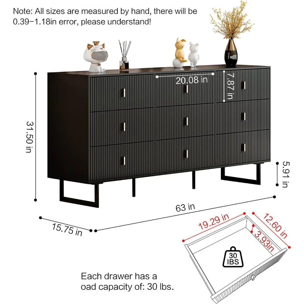 خزانة تخزين معاصرة ذات 9 أدراج للملابس والتنظيم، مناسبة لمساحات المعيشة وغرف النوم والقاعات #2