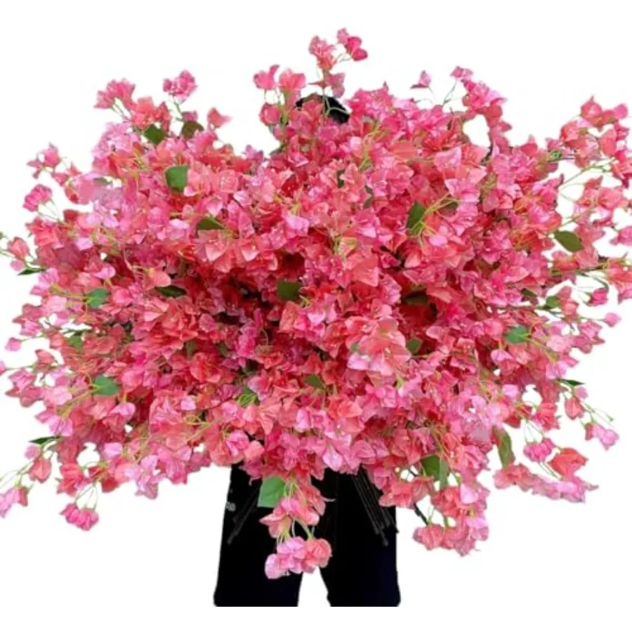 

40Pcs in Bulk Artificial Bougainvillea Silk Flowers Branches Long Plant Stems 45 for Wedding Centerpieces, Bussiness Decoration
