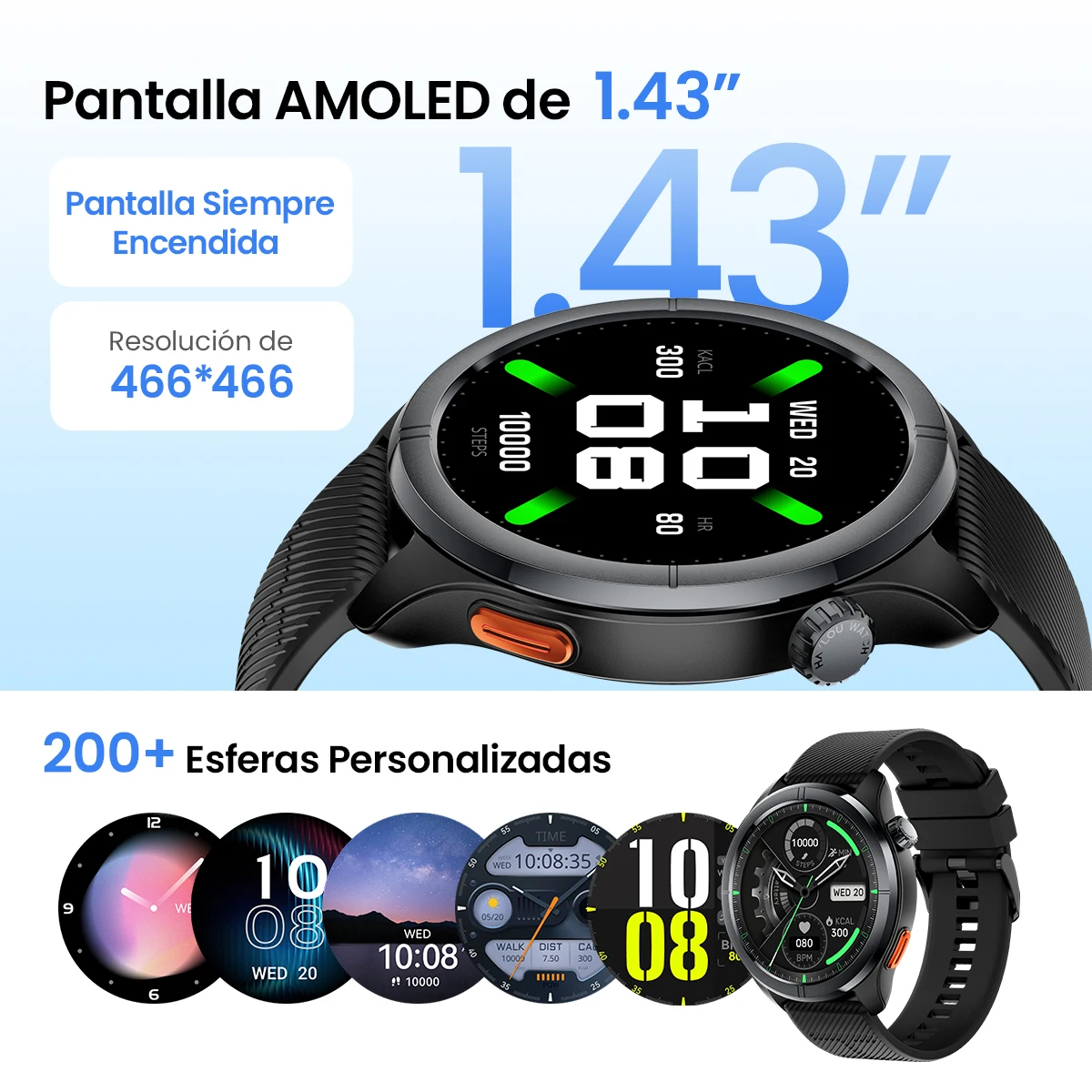 Alternative view of Reloj Inteligente HAYLOU Solar Neo 2 con Llamadas de Voz, Pantalla AMOLED HD de 1.43'', Monitoreo de Salud 24h, +150 Modos Deportivos, Resistencia al Agua 1ATM