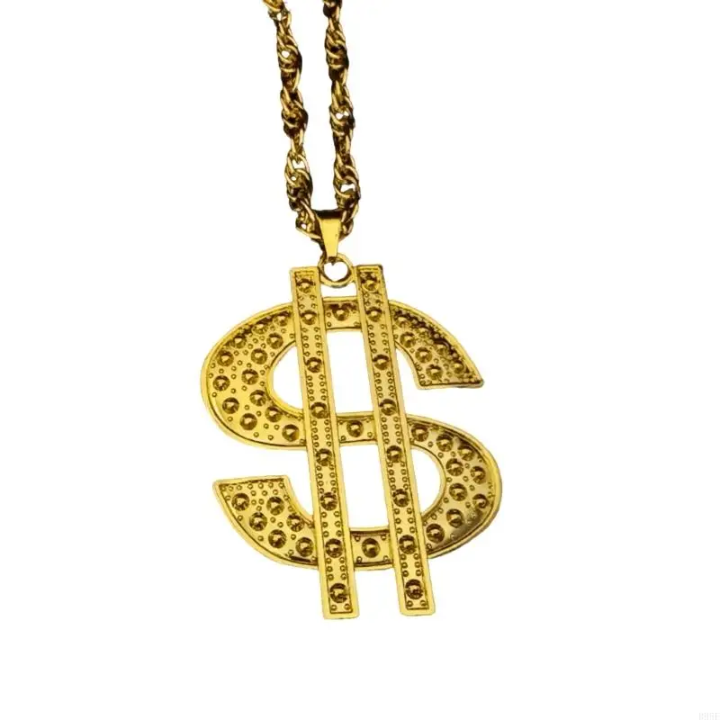B95F 대담한 힙합 쥬얼리 달러 기호 목걸이 의상 액세서리 남성과 여성을위한 라인 석 세부 사항