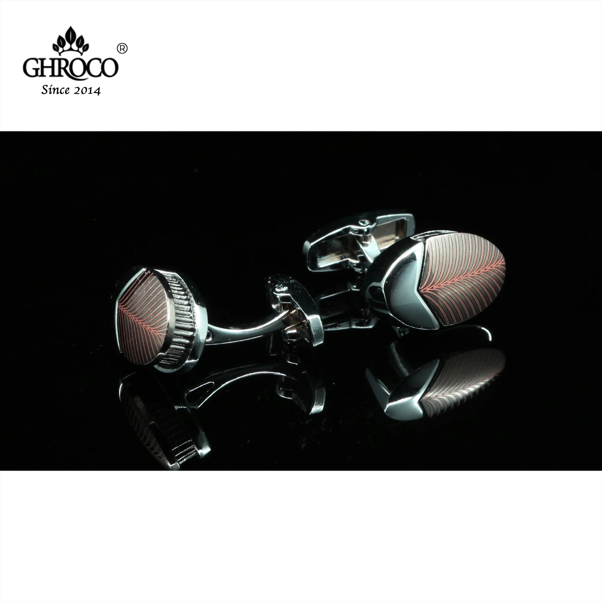 GHROCO عالية الجودة رائعة سطح الليزر الطباعة القهوة اللون قميص أزرار أكمام موضة فاخرة هدية رجال الأعمال النساء