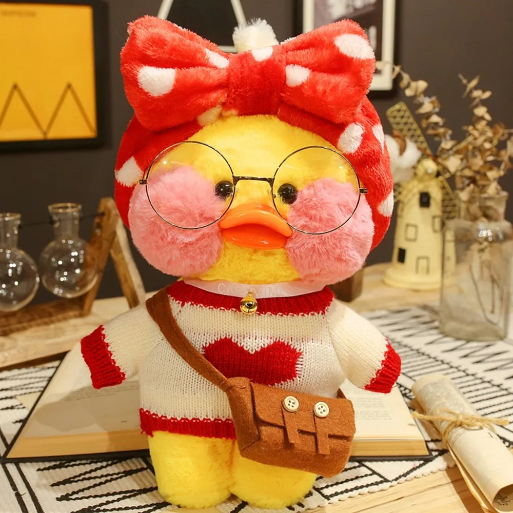 Clothes For 30Cm Lalafanfan Duck Toy Doll Accessories with Headband Bag Sweater Hat Kids Girls Toys