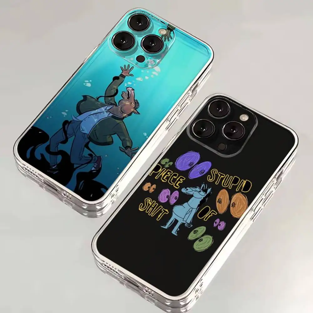 

B- Bojack cartoon H-Horseman Phone Case For iPhone 16,15,14,13,12,11 Plus,Pro,Max,XR,XS,X,7,8 SE,Mini Transparent Silicone Soft