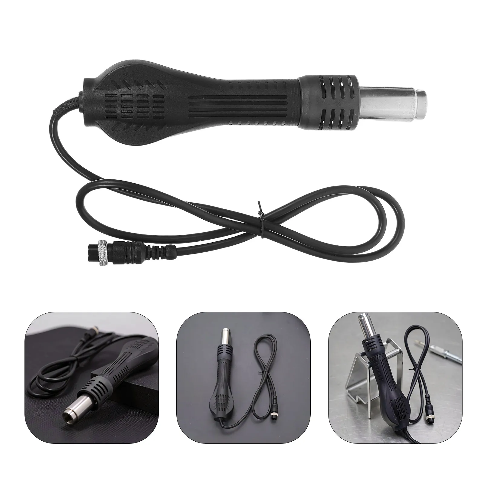 Hot Air Soldering Handle Black Rubber Grip Heat Resistant for Electronics Repair Rework Stations Replacement Hot Air Blower