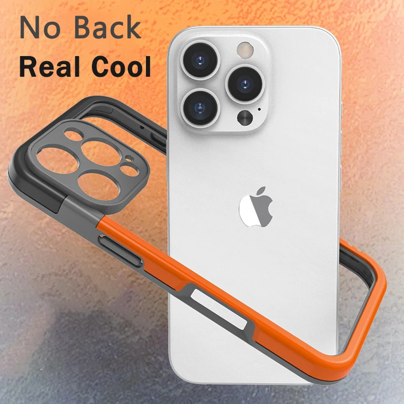 Shockproof Soft Silicone Frame Phone Case for iPhone 17 Pro Max 13 14 15 16 Plus NoBack Heat Dissipation Protection Bumper Cover - náhled 3