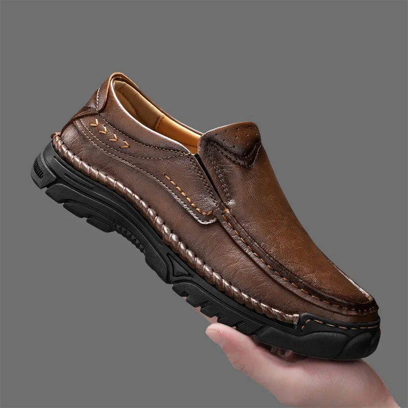 

Мужские лоферы ручной работы, всесезонные повседневные туфли с низким верхом, удобная мужская повседневная обувь увеличенного размера, новинка 2026 года