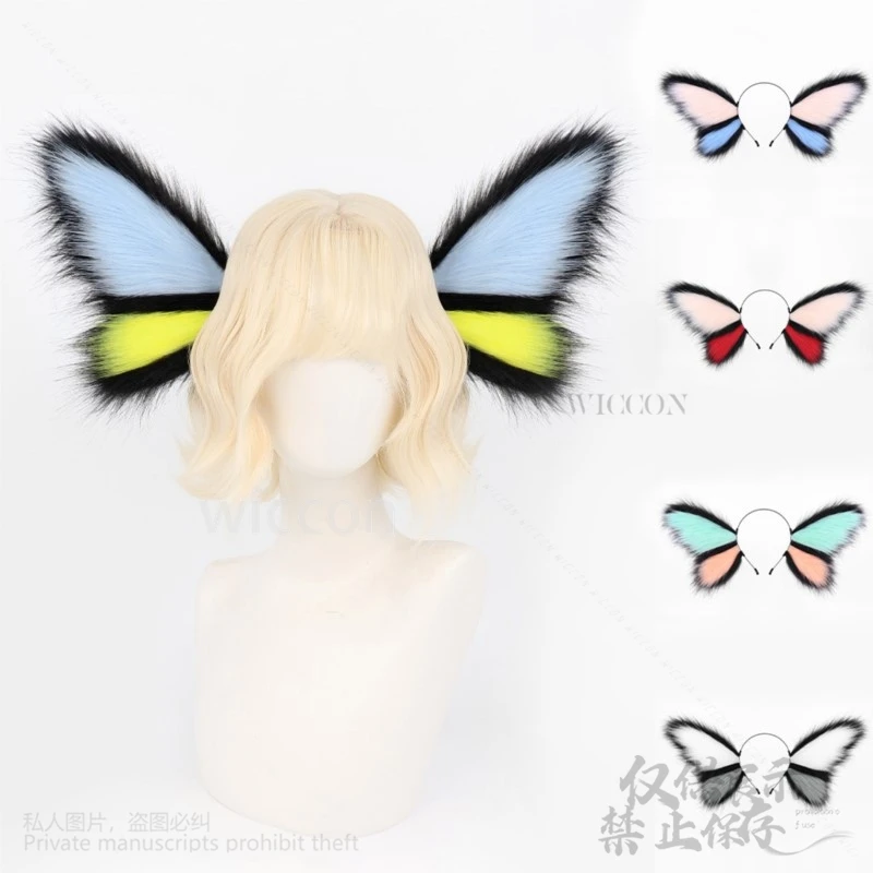 Furry Cosplay Furrysuit Anime Hair Accessory Animal Ears Foxes Butterfly Headband Hair Clip Cute Plush Headdress Cos Customized view 2