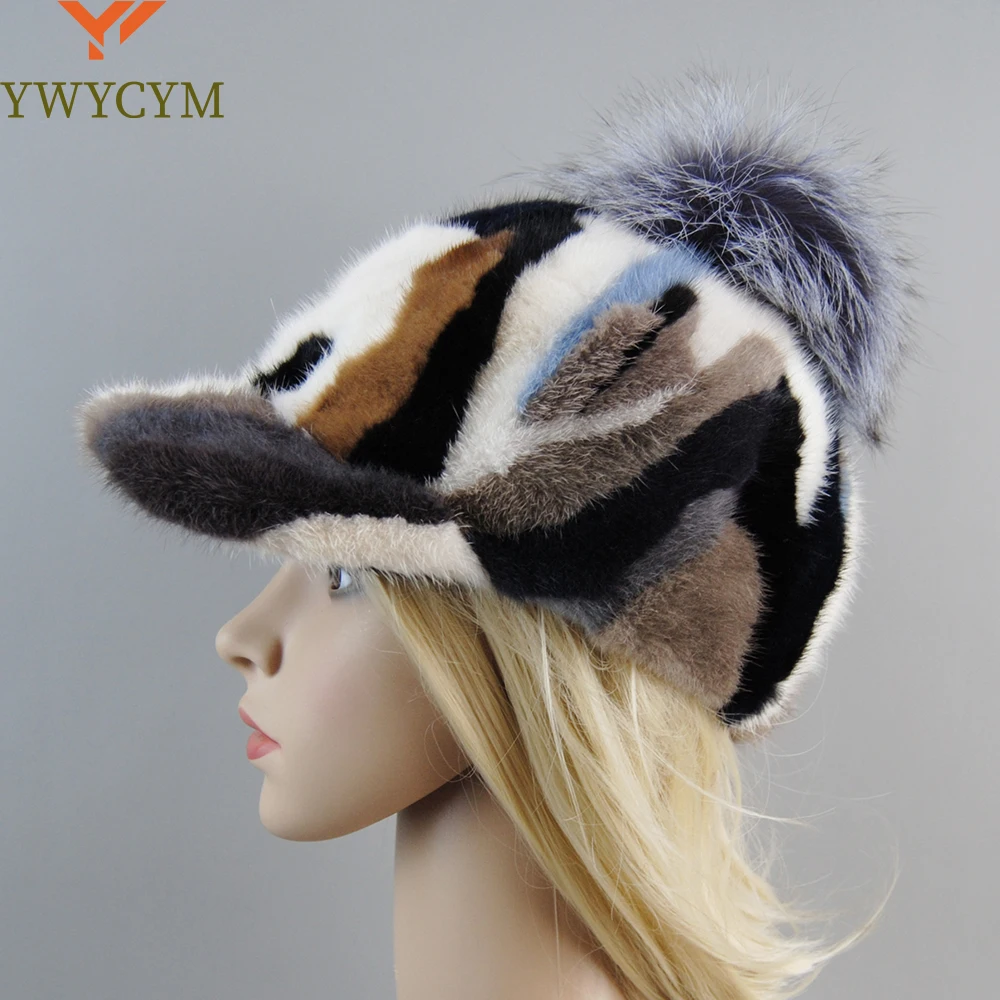 

2024 Winter Real Mink fur Hat Female Natural Fur Thick Warm Baseball Cap Women Handwork Natural Ladies Casual Elegant Hats