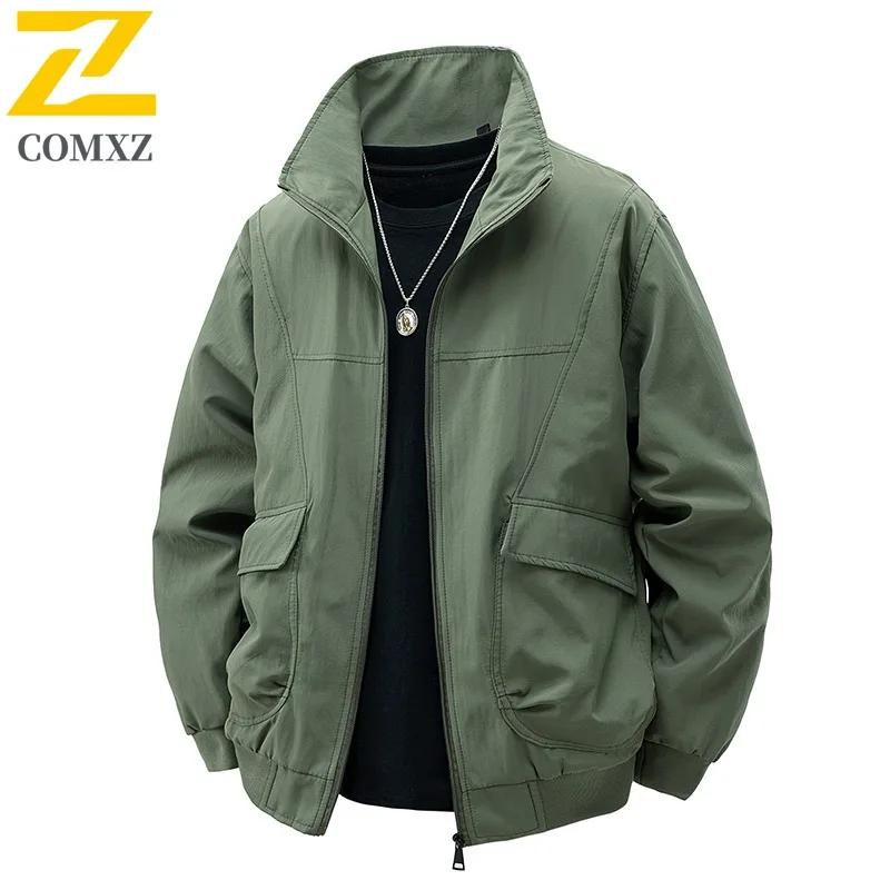 

COMXZ 2025 рабочая одежда, мужская осенняя новая уличная модная индивидуальная повседневная универсальная куртка с воротником-стойкой, американский топ JK8886