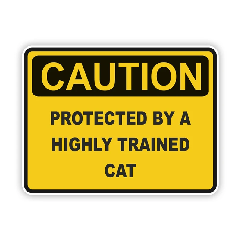 CK21184# Caution Protected by Cat Warning Sticker for Laptop Book Fridge Guitar Motorcycle Helmet ToolBox Door PC Boat