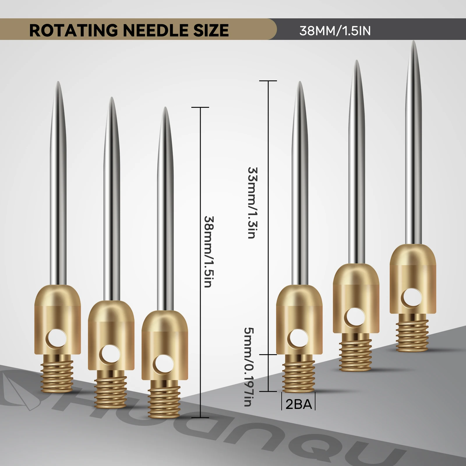 Huanqu 6-Pack Copper Dart Tips, Standard 2Ba, Total Length 38mm, Dart Replacement Needles, Professional Dart Accessories, Suitable for All Dart Players view 2