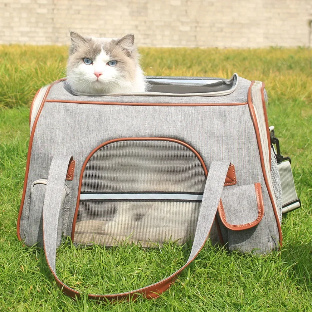 

Cat bag out portable and comfortable car portable large-capacity canvas foldable cat dog backpack pet bag