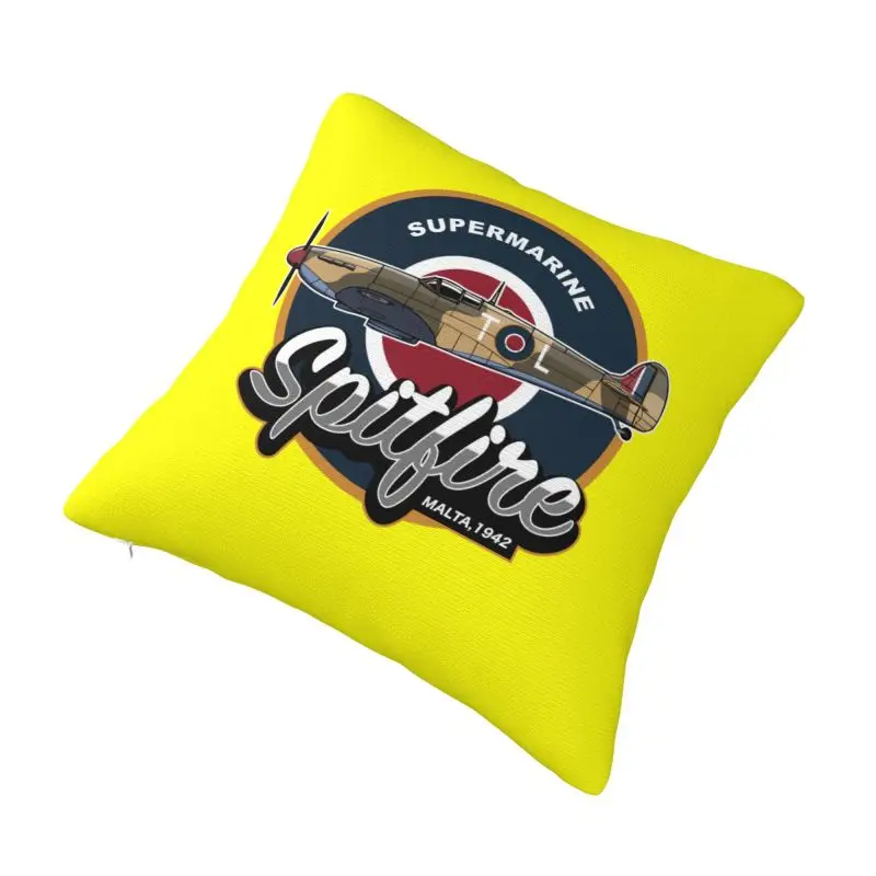 Custom Vintage Supermarine Spitfires Malta Cushion Cover Fighter Plane WW2 War Pilot Aircraft Airplane Soft Cute Throw Pillow