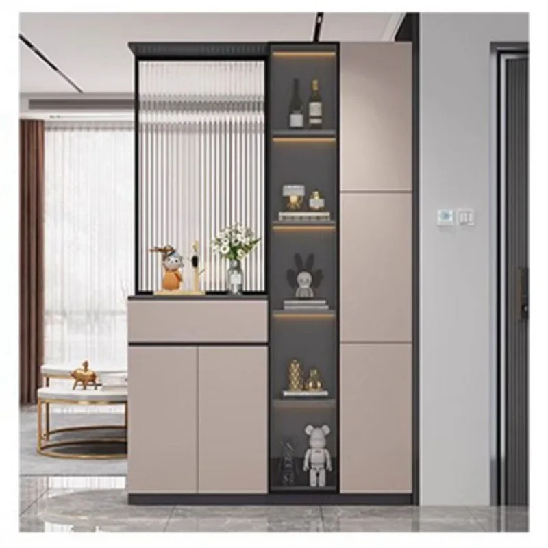 Entry entrance shoes living room simple household door light luxury integrated glass screen storage