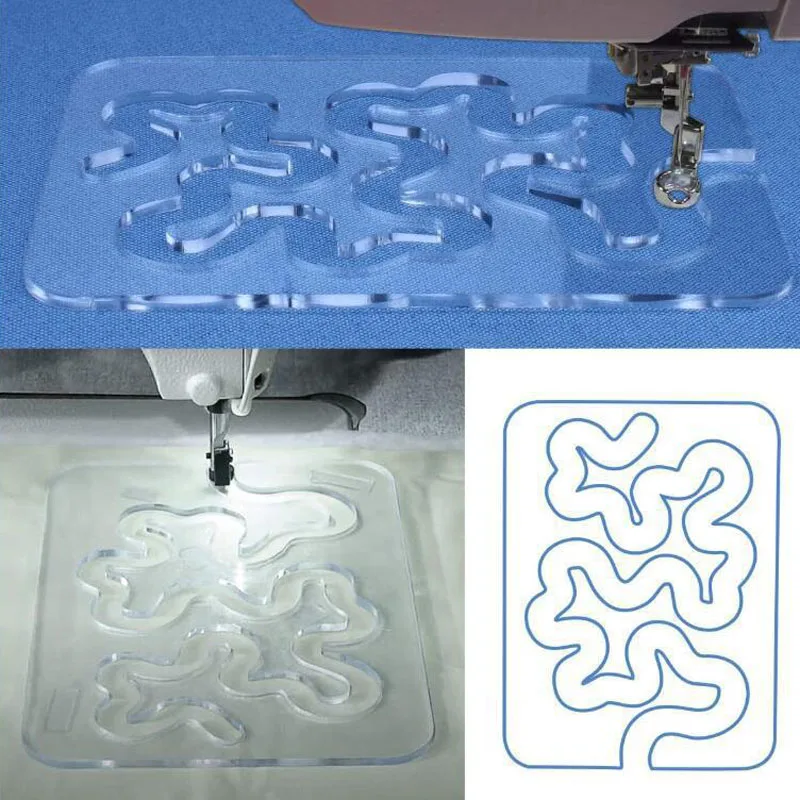 Quilting Pattern Template Free-Motion Ruler Durable Transparent Acrylic Quilting Template Frame Sewing Ruler
