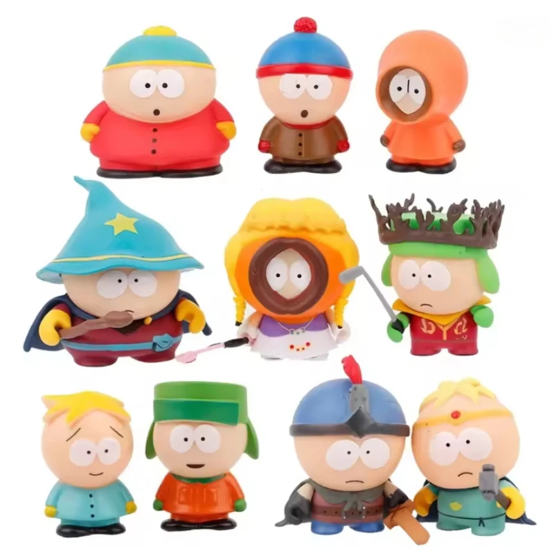 Juguetes de figuras de acción del South Park de 5 piezas de 6 cm de estilo popular; Muñecas creativas del parque australiano Stan & Eric; modelos de decoración del hogar.