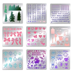 Pine Tree Stainless Steel Stencil Template, 6x6 Inch Forest Metal Journal Stencils Templates Tool for Wood Burning Pyrography