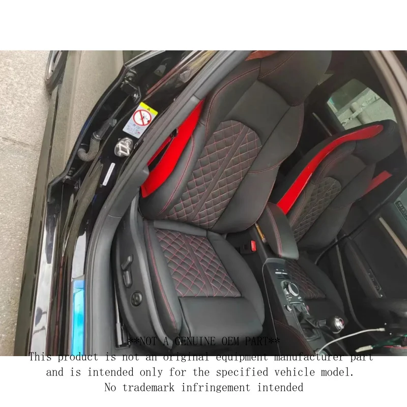 For Premium Electric Seat Upgrade Black Leather Red Stitching Diamond Pattern Ergonomic Design Fit Audi Models