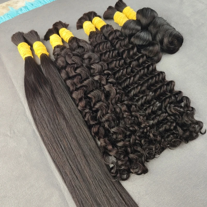 18-30inch Bone Straight Human Hair 100% Deep Wave Human Hair Bulk No Weft For Braids Straight Bulk Human Hair Natural Black