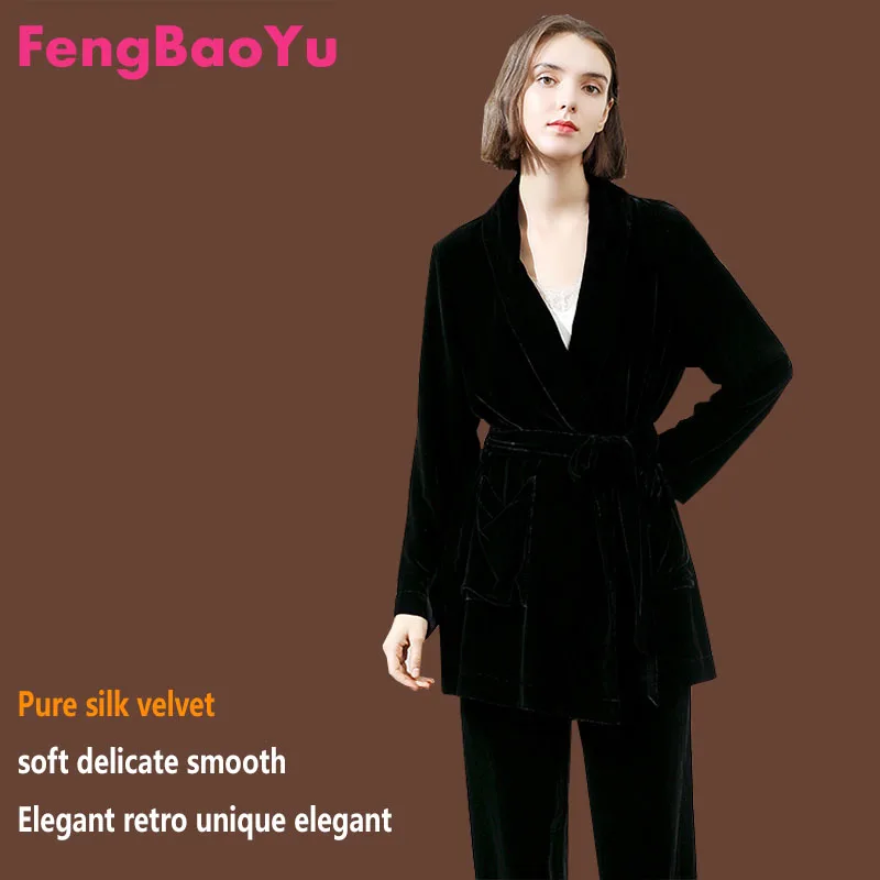 Fengbaoyu-Women\'s Silk Velvet Coat, Casual Temperament Top, Outdoor Fashion, Purple Loose Clothing, Spring Autumn, High-end Silk