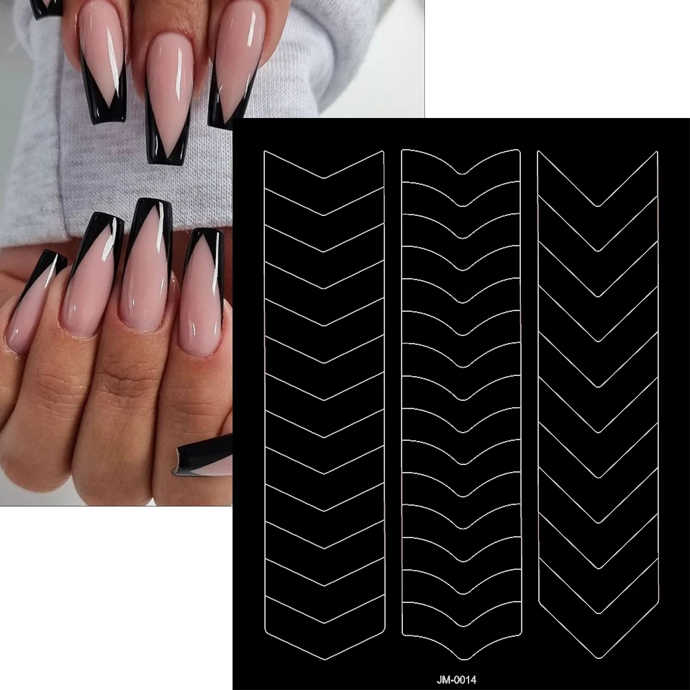 1 st 9 stijl Hollow Out Franse Nail Art Sticker 3D Zelfklevende Franse Airbrush Nail Gidsen Decal DIY Elegante Franse Manicur ﻿ ﻿ ﻿ ﻿ ﻿