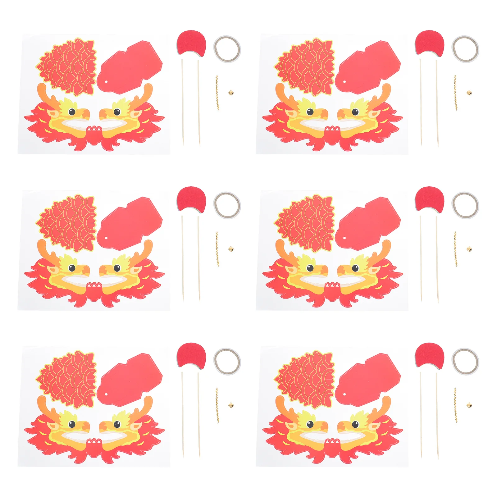 6 Zestawów Zrób To Sam: Papierowe Smoki - Materiały dla Dzieci, Rękodzieło Edukacyjne, Zabawne Zestawy do Składania, Dekoracje na Chiński Nowy Rok