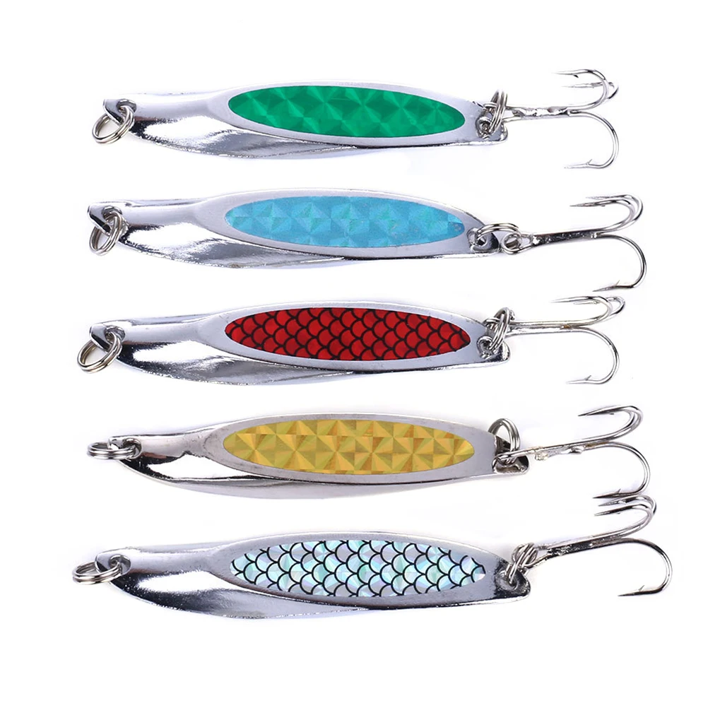 

5pcs Sequins Fishing Lures Metal Baits Artificial Fish Lure Reusable Durable Tear Resistant Practical Portable Hooks