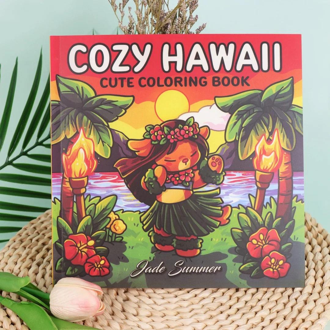 Przytulne Hawaje |   Puzzle Antystresowe |   Książka do kolorowania dla dorosłych |   Zawiera strony z uroczymi scenkami z zwierzętami |   Wykwintny wzór |   Cl to