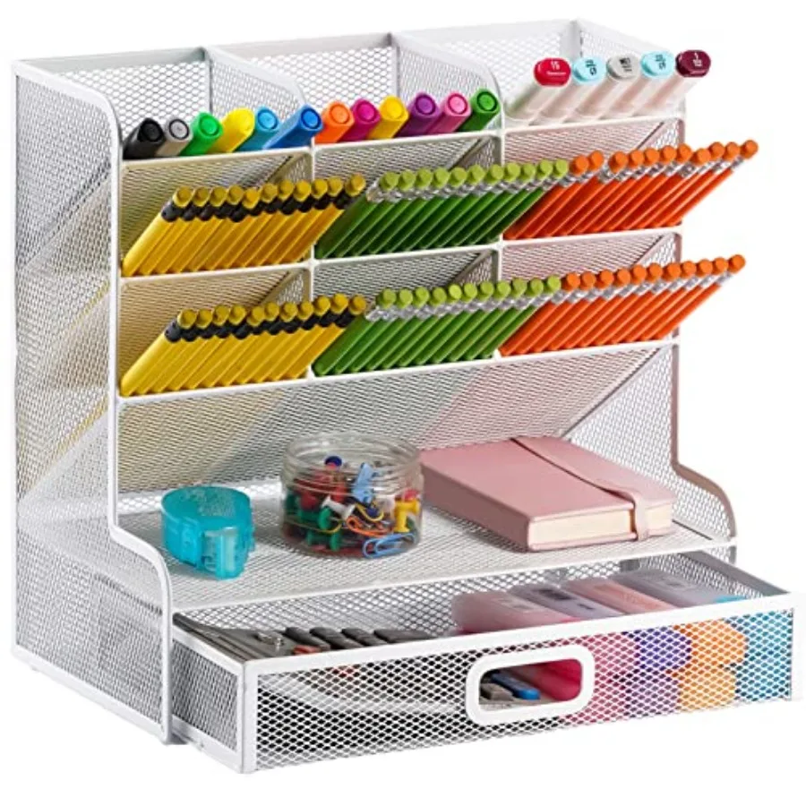 

Desk Organizer - Multi-Functional, Desktop Stationary Storage Rack for School, Home, Office, Art Supplies Mesh