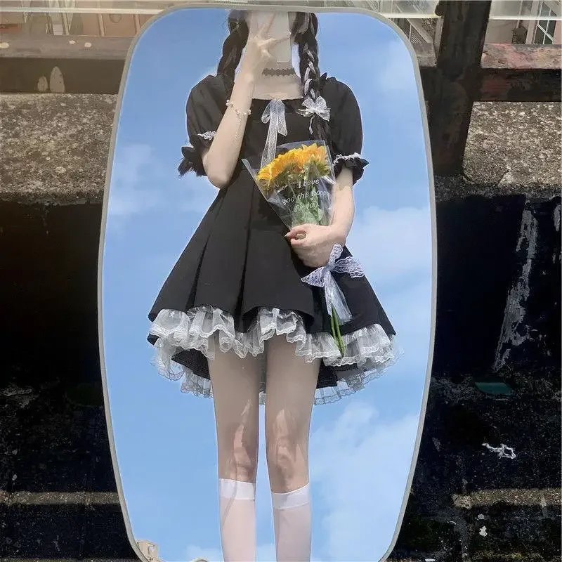 أزياء الصيف طالب المدرسة الثانوية موحدة لطيف هيبورن نمط فستان قصير تنورة سوداء اليابانية كلية نمط فتاة الإحساس 2025 #4