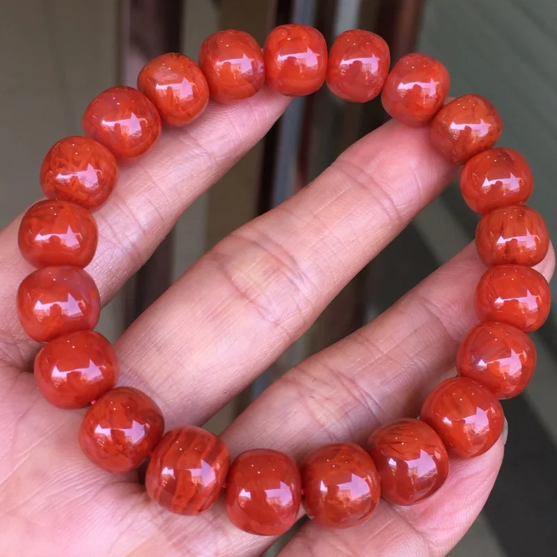 Boutique Tile Southwest Red Old-Shaped Beads Female Color Rosy Single Ring Light Luxury Bracelet