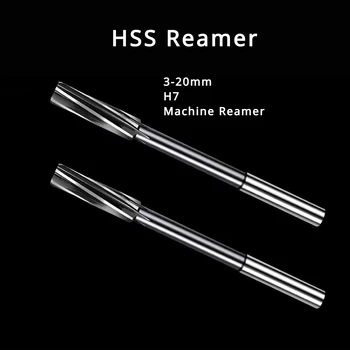 3-20mm HSS H7 Machine Reamer Spiral Rotary Tool Straight Shank Drilling Wood Aluminum Copper Deburring Chucking Plumbing Tools