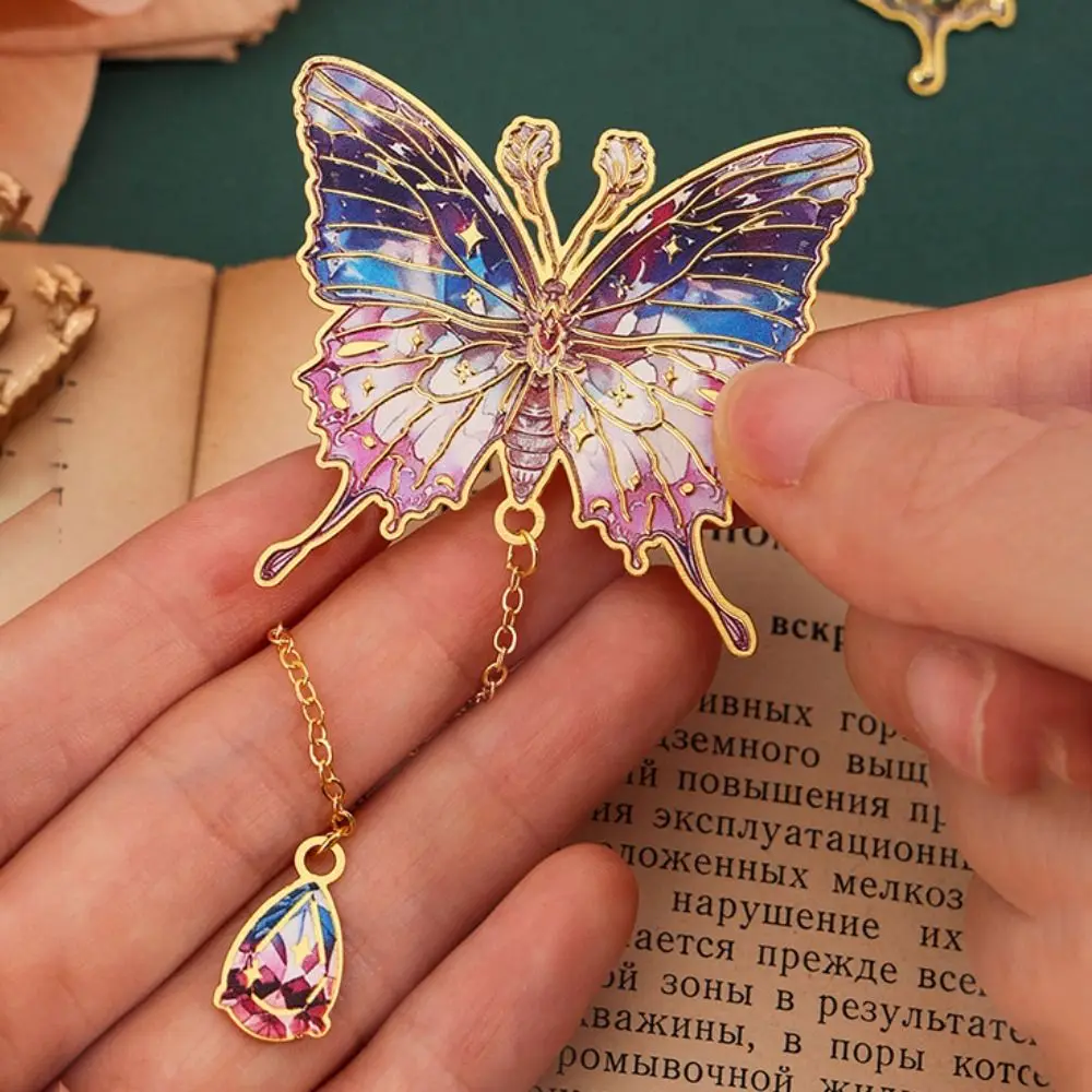 Retro Metal Butterfly Bookmark Pendant Chinese style Metal Bookmark Student Gift Stationery Book Page Clip Teacher