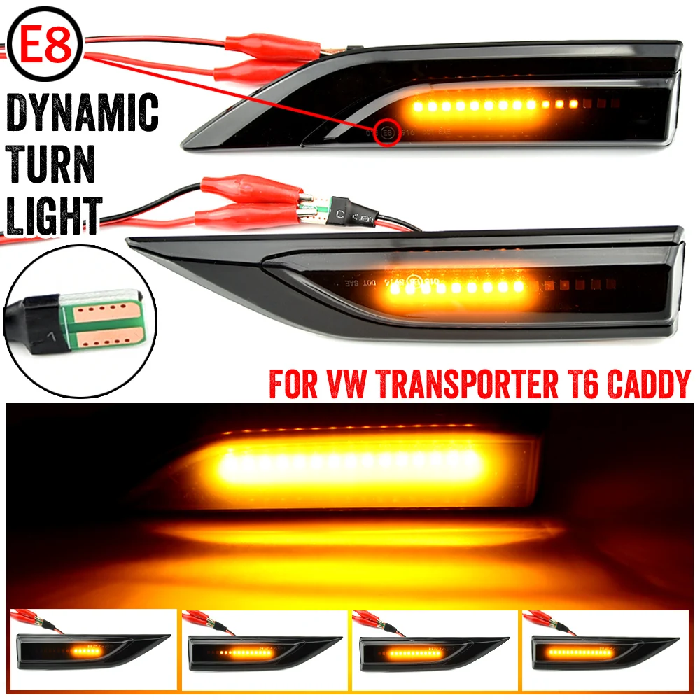 

2 Pieces LED Dynamic Side Marker Turn Signal Light Flashing Indicator For VW Volkswagen Transporter T6 Multivan Caddy MK4