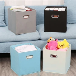 Portable File Box Home Collapsible Fabric Storage Box Linen Hanging Filing Storage Box for Clothes Towel Books