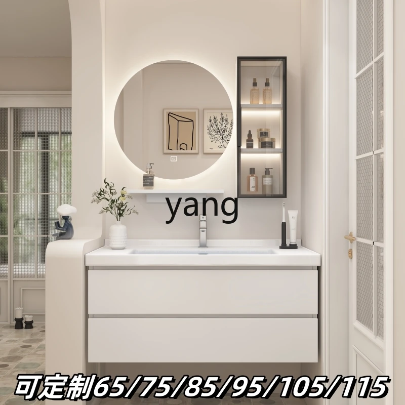 LH G cream wind bathroom cabinet combination 65cm ceramic integrated face wash basin