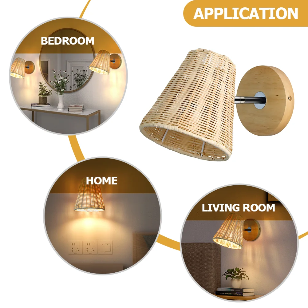 Aplique de pared para cabecera, lámpara de dormitorio, accesorios de iluminación, luces nocturnas modernas para colgante Simple de ratán