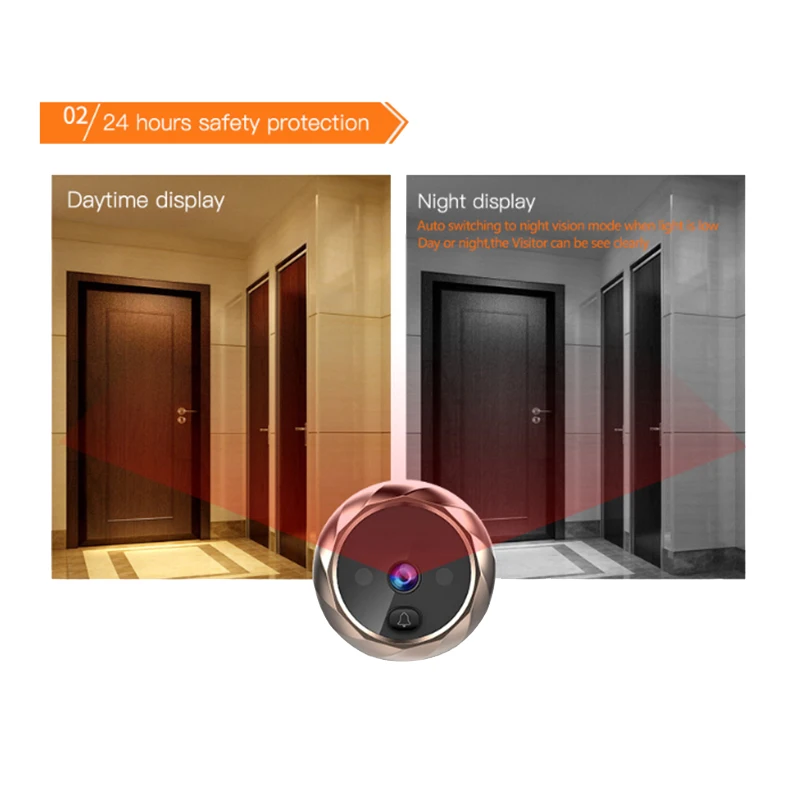 【RECOMENDAR】شاشة ملونة LCD جرس الباب الرقمي مستشعر حركة بالأشعة تحت الحمراء طويل الاستعداد للرؤية الليلية HD كاميرا جرس الباب في الهواء الطلق #5