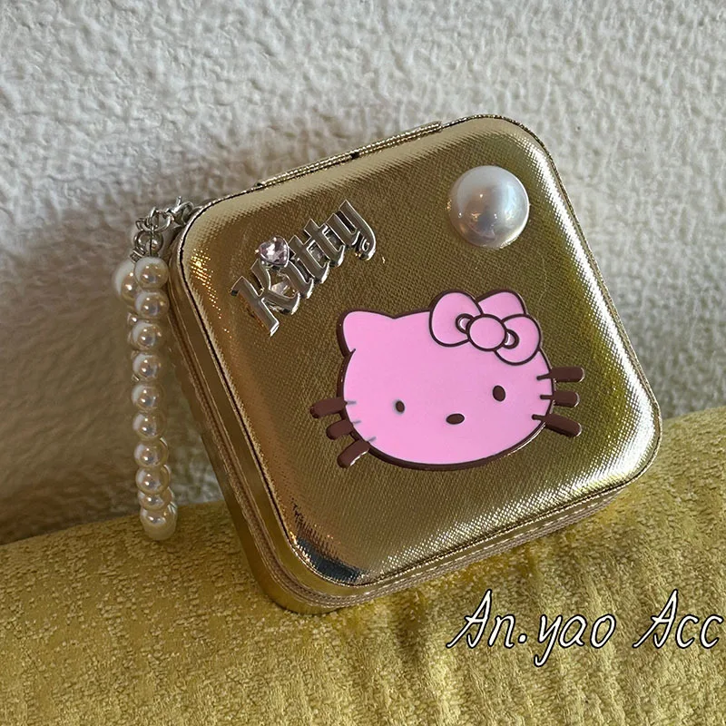 

Hello Kitty Anime KT Cat Saturn Jewelry Storage Box Super Practical Travel Companion Portable Jewelry Mini Jewelry Case Holder