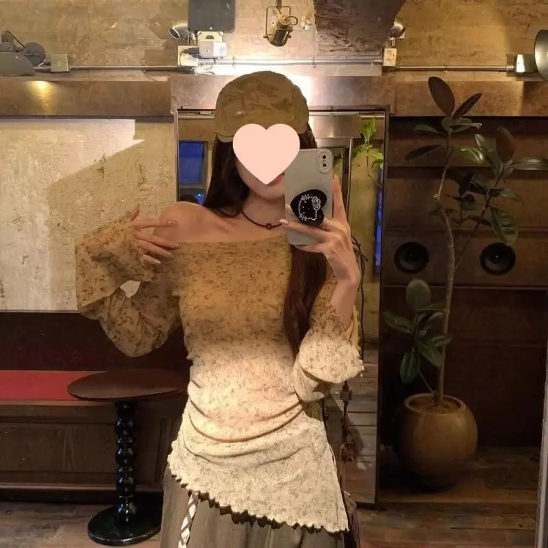 

Сетчатые топы с наклонными плечами и длинными рукавами для девочек, ранняя осень, внутренняя одежда Pure Desire, модная новая футболка, оптовая продажа