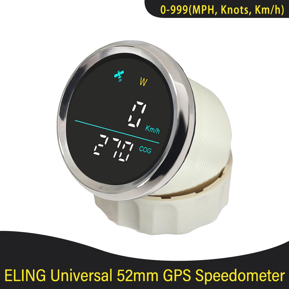 Universal New 52mm 0-999MPH,Knots,Km/h adjustable GPS Speedometer with Compass for Marine Boats Yacht 12V 24V without Odometer