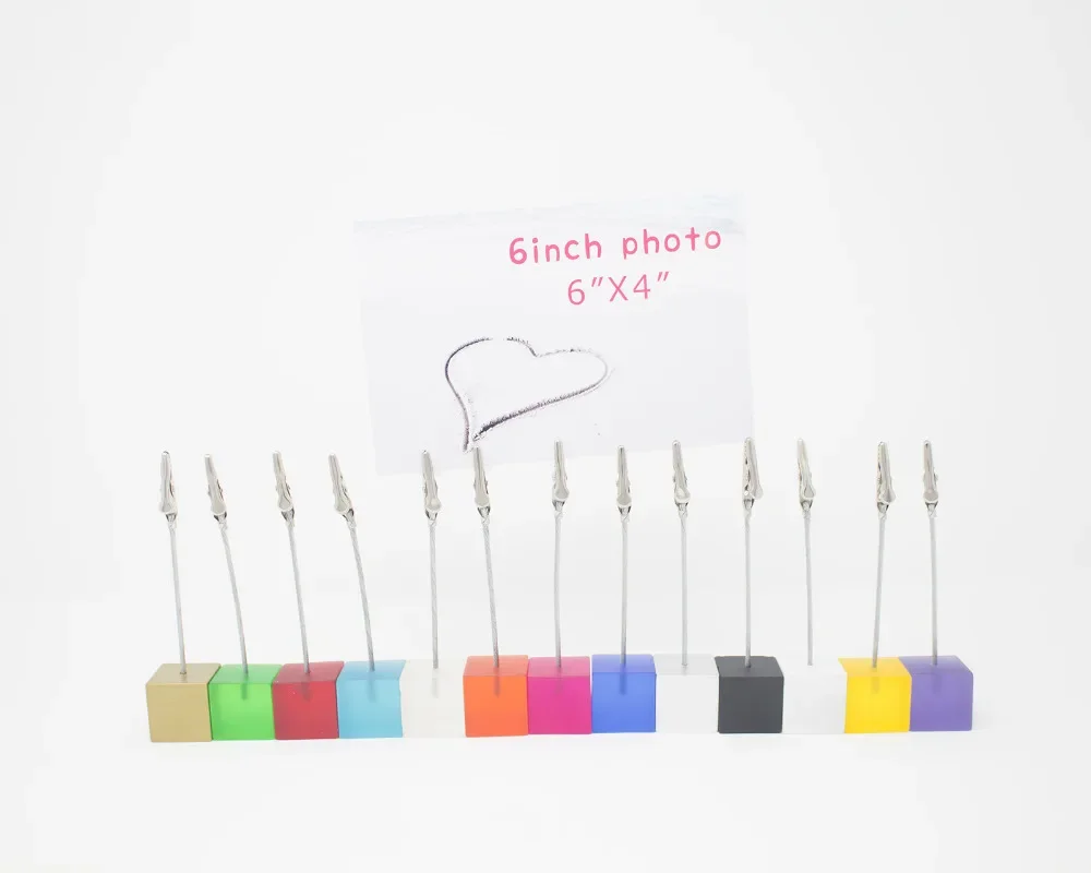 Color Cube Stand Alligator Wire Photo Clip,Memo Card Holder,Table Wedding Party Place Favor,Customized Gift Note Clamp
