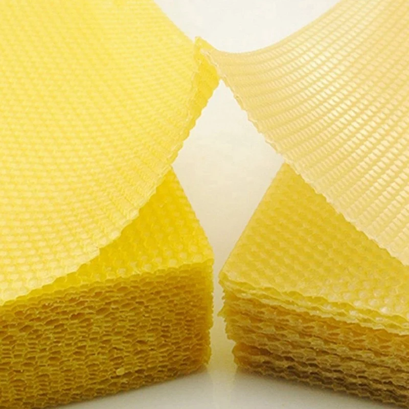 60Pcs Honeycomb Foundation Bee Wax Foundation Sheets Paper Candlemaking Beeswax Flakes Beekeeping Tool