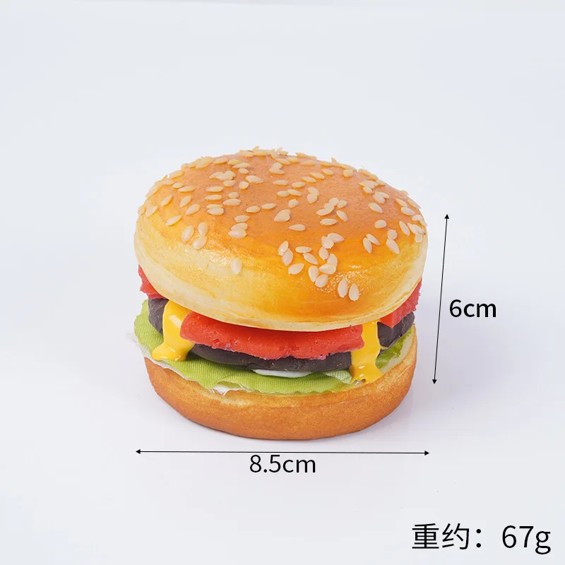 1Pcs Simulation Beef Hamburger Fake Bread PU Artificial Burger Model Bakery Display Sample Prop Cabinet Ornament Kids Game Toy