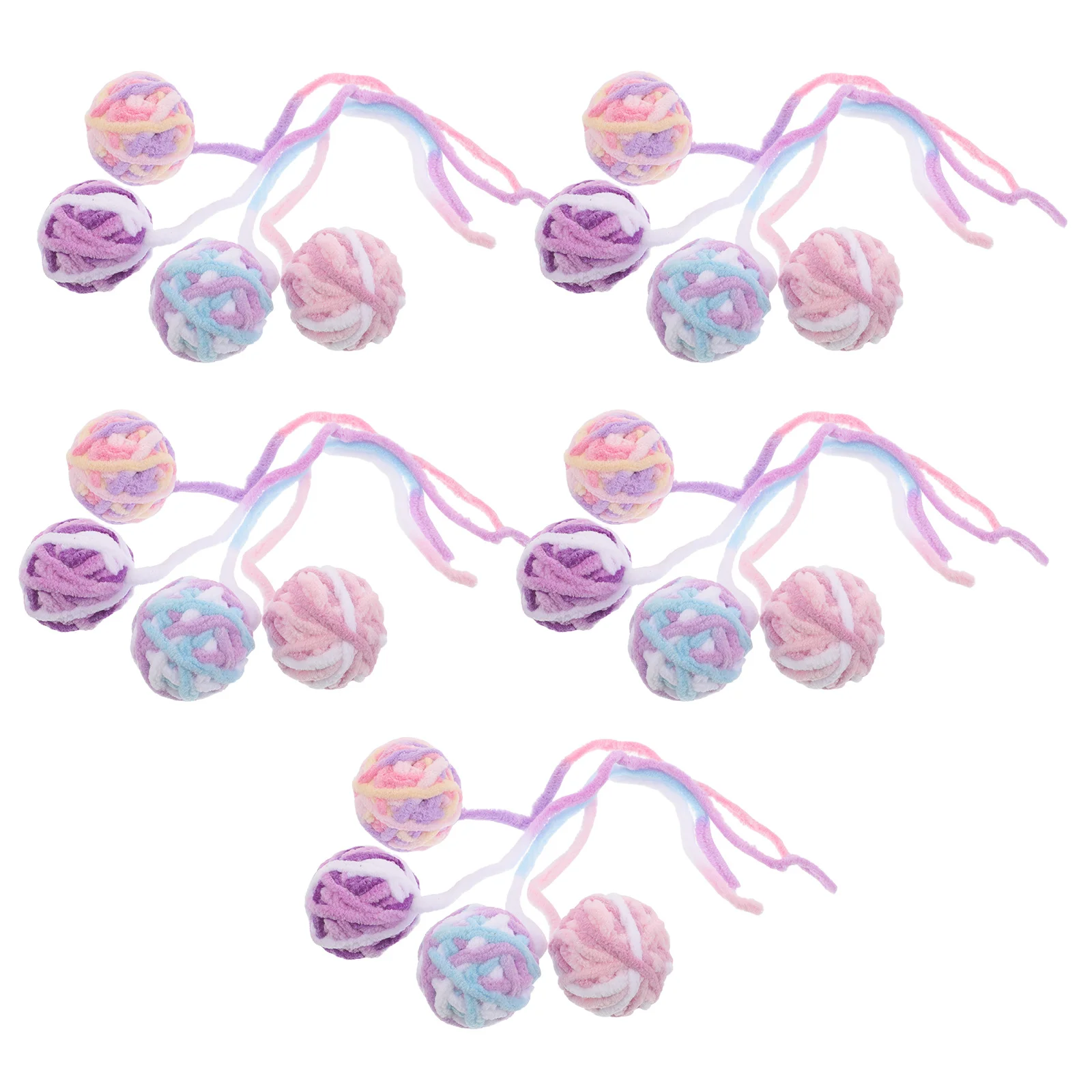 

20pcs Cat : Interactive Tail Cat Balls Wool Chew For Indoor Kittens Teething Boredom Relief Chirping Sound Soft Pompom Pet
