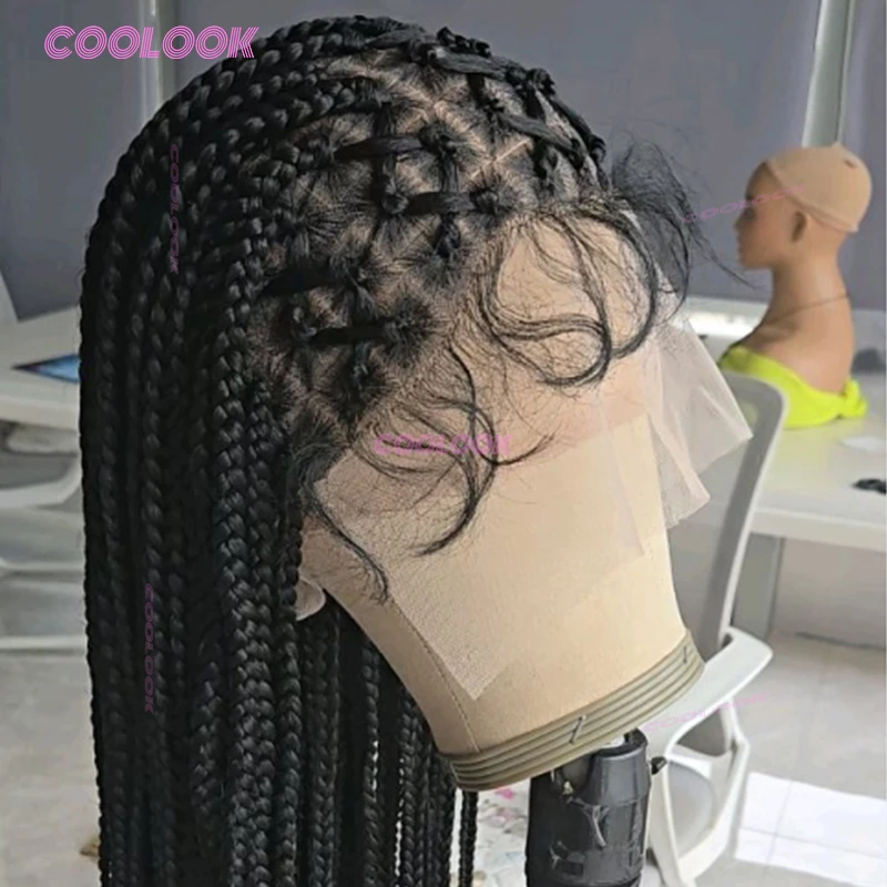 

36 "полный парик с перекрещивающимися косами, синтетические плетеные парики для женщин, парик с косой, полный кружевной плетеный парик
