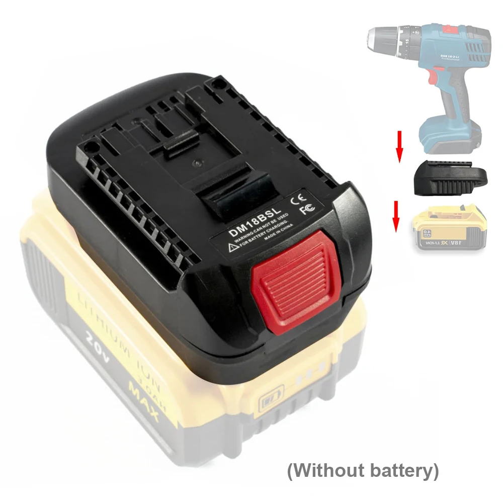 Batteriekonverter-Adapter DM18BSL für Milwakee 18 V und für Dewalt 20 V Li-Ion-Akku. Wird für Bosch 18 V Werkzeugakku verwendet