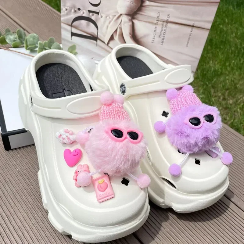 Hot New DIY Color Plush Ball Hole Shoes Charms for Furry Ball Cute Charms Designer Lovely Accessories All-match