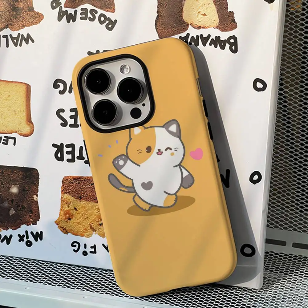 

Orange Cute Cat Phone Case Film Shell For IPhone 16 15 14 13 12 11 Pro Max Plus
